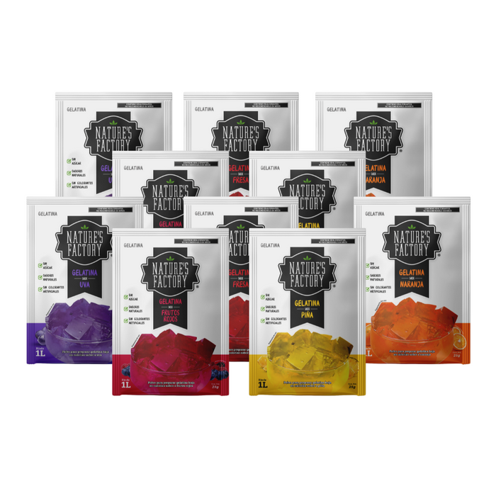 Nature’s Factory • Gelatina en Polvo Sabores Variados / Pack de 10 pzas