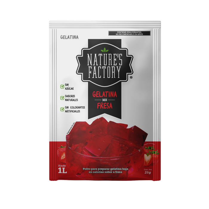 Nature’s Factory • Gelatina en Polvo sabor Fresa / Pack de 10 pzas