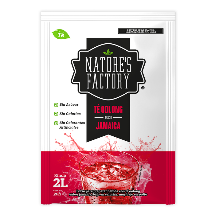 Nature’s Factory • Té Oolong en Polvo Sabor Jamaica bajo en Calorías / 10 pzas.