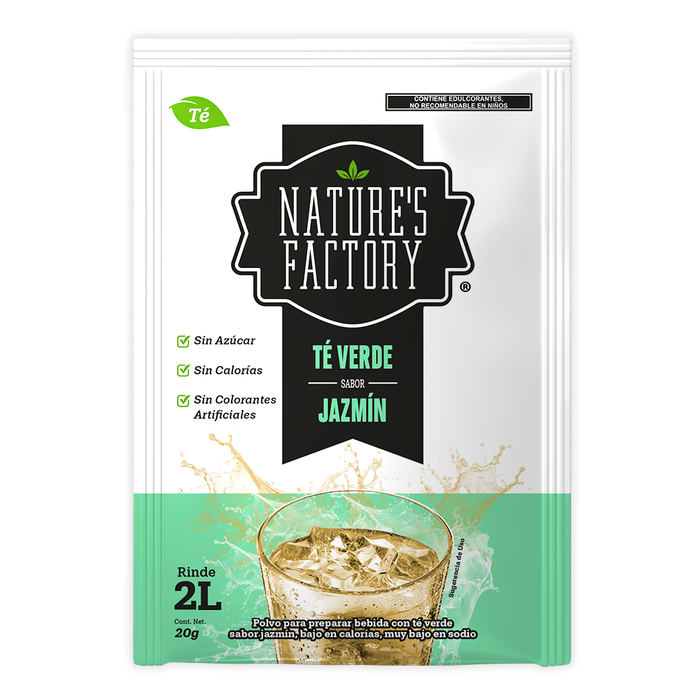 Nature’s Factory • Té Verde en Polvo Sabor Jazmín bajo en Calorías / 10 pzas.