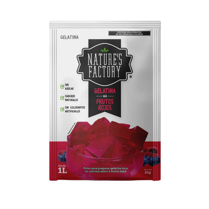 Nature’s Factory • Gelatina en Polvo sabor Frutos Rojos / Pack de 10 pzas