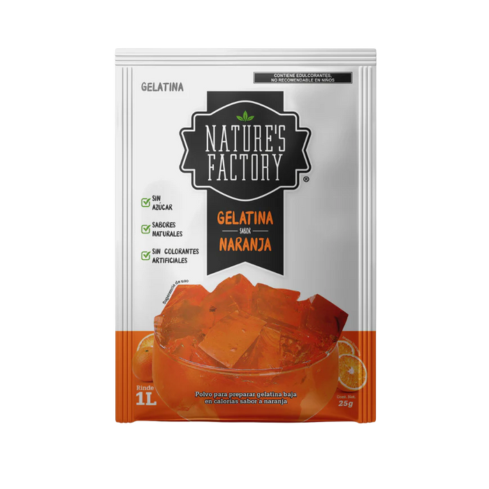 Nature’s Factory • Gelatina en Polvo sabor Naranja / Pack de 10 pzas