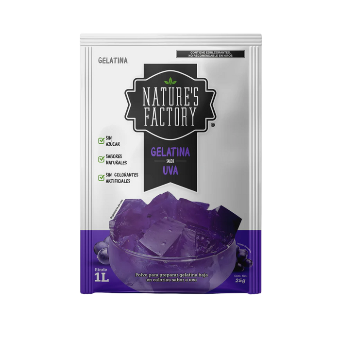 Nature’s Factory • Gelatina en Polvo sabor Uva / Pack de 10 pzas