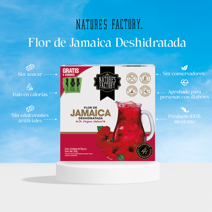 Flor de Jamaica Deshidratada 100% Natural / caja con 5 sachets.
