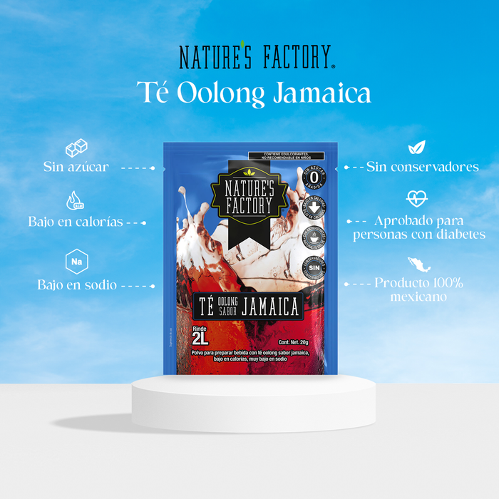 Nature’s Factory • Té Oolong en Polvo Sabor Jamaica bajo en Calorías / 10 pzas.