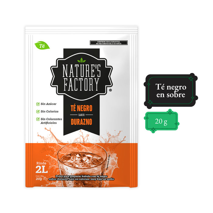 Nature’s Factory • Té Negro en Polvo Sabor Durazno bajo en Calorías / 10 pzas.