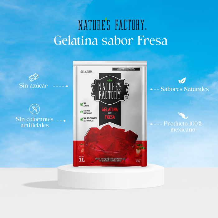 Nature’s Factory • Gelatina en Polvo Sabor Fresa / 10 piezas