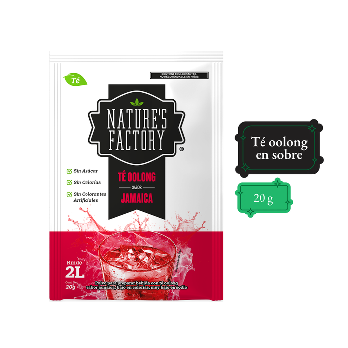 Nature’s Factory • Té Oolong en Polvo Sabor Jamaica bajo en Calorías / 10 pzas.