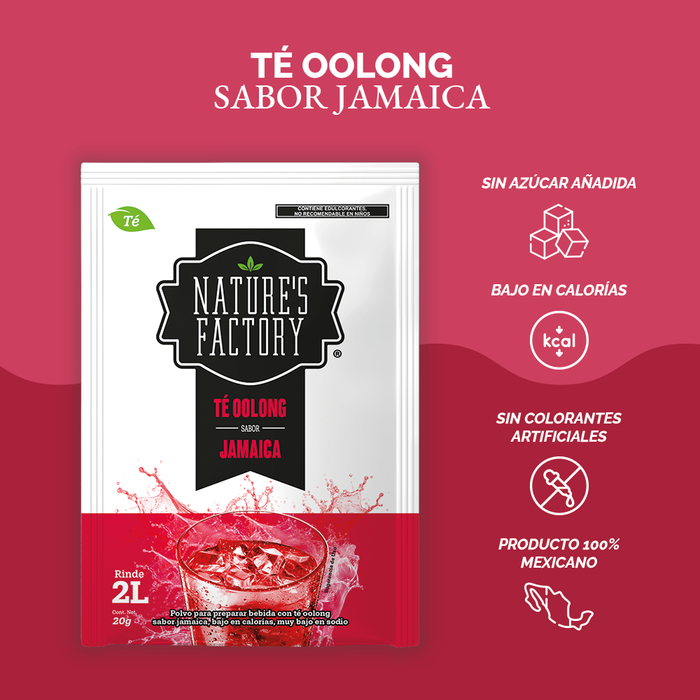 Nature’s Factory • Té Oolong en Polvo Sabor Jamaica bajo en Calorías / 10 pzas.