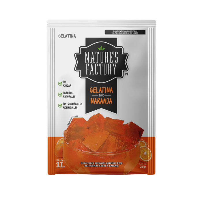 Nature’s Factory • Gelatina en Polvo sabor Naranja / Pack de 10 pzas