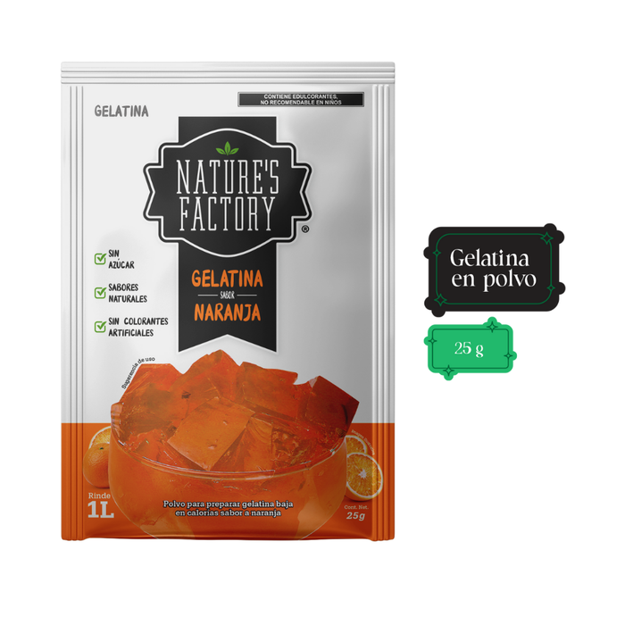 Nature’s Factory • Gelatina en Polvo Sabor Naranja / 10 piezas