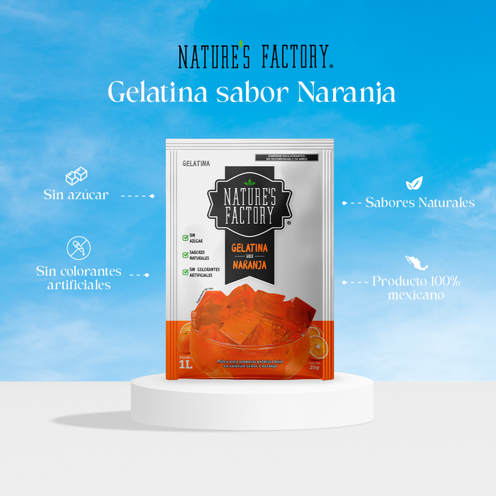 Nature’s Factory • Gelatina en Polvo Sabor Naranja / 10 piezas