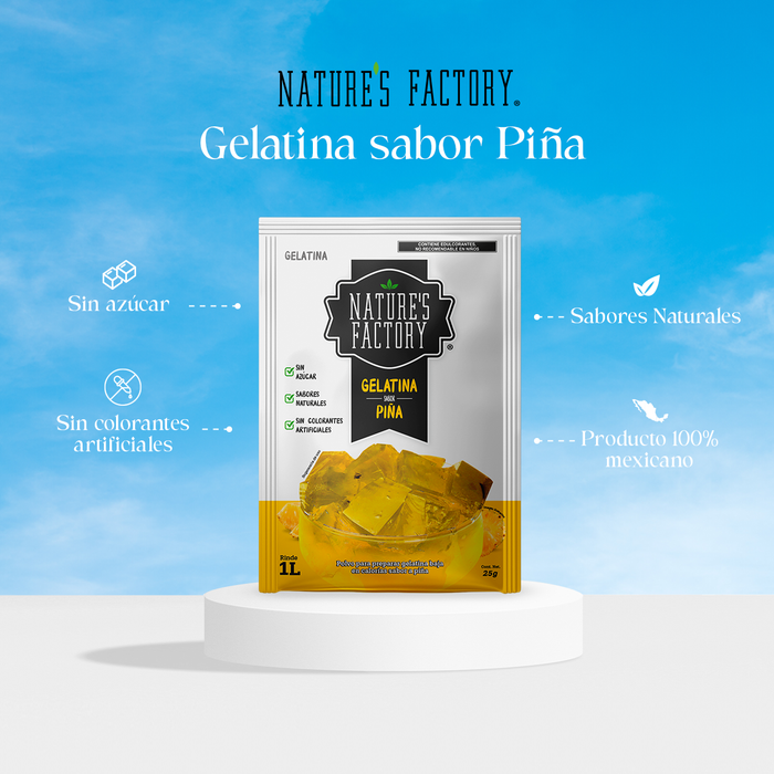 Nature’s Factory • Gelatina en Polvo Sabor Piña / 10 piezas