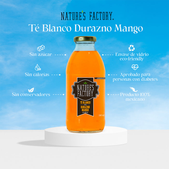 Nature’s Factory • Té Blanco Sabor Durazno Mango Sin Azúcar | 12 piezas