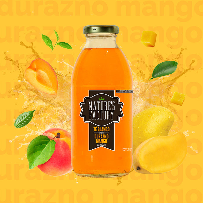 Nature’s Factory • Té Blanco Sabor Durazno Mango Sin Azúcar | 12 piezas