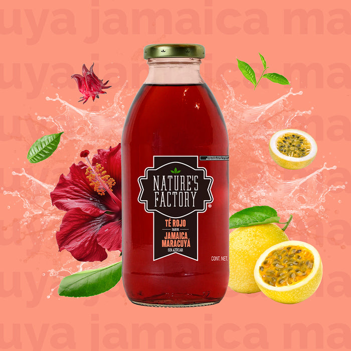 Nature’s Factory • Té Rojo Sabor Jamaica Maracuyá Sin Azúcar | 12 piezas