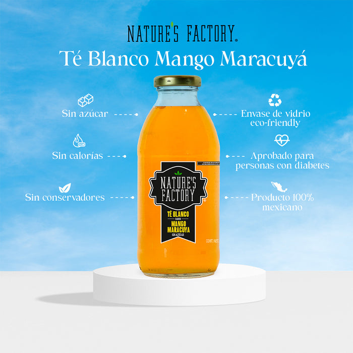 Nature’s Factory • Té Blanco Sabor Mango Maracuyá Sin Azúcar | 12 piezas