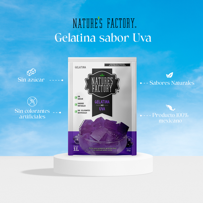 Nature’s Factory • Gelatina en Polvo / 10 piezas sabor Uva