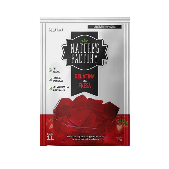 Nature’s Factory • Gelatina en Polvo sabor Fresa / Pack de 10 pzas